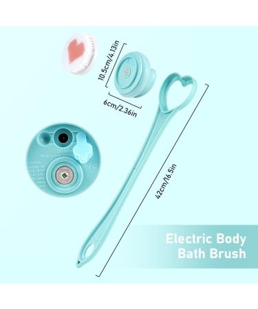 Electric Body Bath Brush with 5 Rotating Heads for Shower | Rechargeable Silicone Scrubber for Exfoliating Massage | Long Handle Back Brush for Women Men (Blue) - Buy Online on GoSupps.com