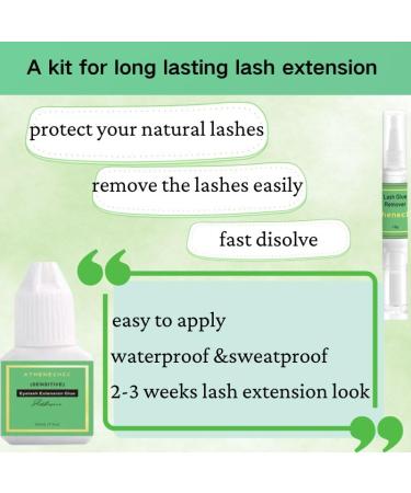 ATHENECHIC Eyelash Extension Glue & Remover Kit - Strong Hold Waterproof Fume-Free 5ml for Sensitive Eyes | Professional Quality for Salon & Home Use - Buy Online on GoSupps.com