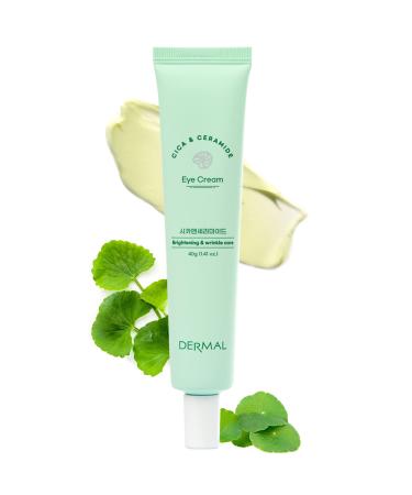 DERMAL Cicamide Nourishing & Anti-Wrinkle Eye Cream 1.41 oz - With Centella Asiatica Extracts and Ceramide to Fight Early Signs of Aging For Under Eye Bags Dark Circles and Dull Skin