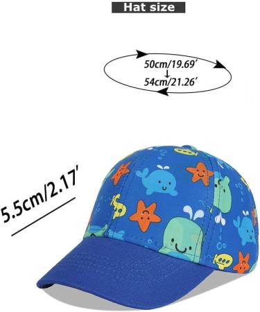 LANGZHEN 100% Cotton Kids Baseball Cap Hat | Adjustable Sun Hat for Boys and Girls | Blue Whale Design | Outdoor Children's Hat - Buy Online on GoSupps.com
