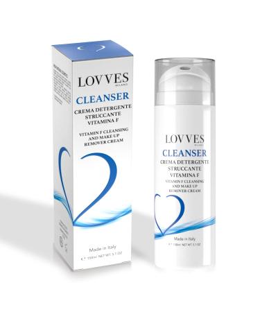 LOVVES Cleanser Makeup Removing Cleansing Cream with Vitamin F High Natural Cosmetics Delicate Eliminates Makeup and Excess Sebum Moisturizing Rebalancing Airless format 150 ml