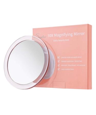 SANTOO 10X Magnifying Mirror with 3 Mounting Suction Cups Use for Precise Makeup - Eyebrows/Tweezing - Blackhead/Blemish Removal - Bathroom/Travel Makeup Mirror - 6 Inch Round (10x Magnified)