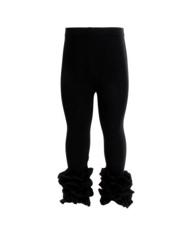HOOLCHEAN Baby Toddler and Little Girls Cotton Ruffle Leggings 5-6 Years Slim Black