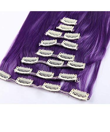 Clip In Hair Extensions - Realistic Purple-Blue Hairpiece 8 Wefts 26 (66cm) 140g - International Shipping - Buy Online on GoSupps.com