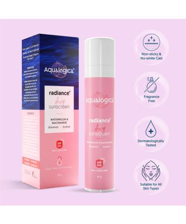 Aqualogi Radiance Plus Dewy Sunscreen Cream - SPF 50+ | Watermelon & Niacinamide | UVA/UVB Protection | 50g | International Shipping Available - Buy Online on GoSupps.com