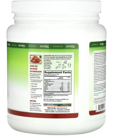 Olympian Labs Unflavored Pea Protein Powder - 25g Plant-Based Protein Vegan Low Carb Gluten Free Lactose Free No Sugar & Soy - 13 Servings - Buy Online on GoSupps.com