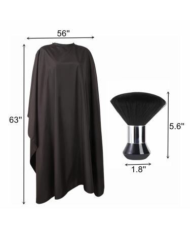 Waterproof Barber Cape & Neck Duster Brush Set | Salon Haircut Cape with Adjustable Elastic Neck - Black - Buy Online on GoSupps.com