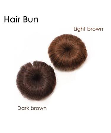 AKOAK 2 Pcs Baby Wig Bun Girl Fake Hair Clip Headwear (Light Brown) - Buy Online on GoSupps.com