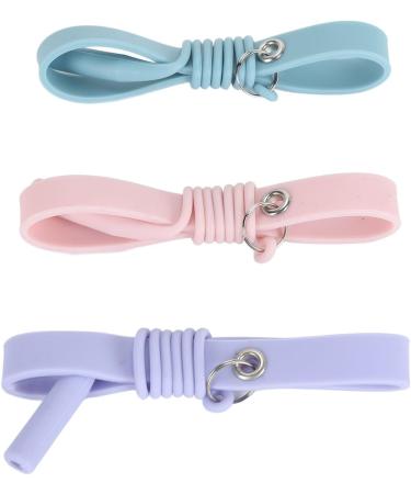 3-Piece Silicone Eyelash Extension Tweezers Set | Soft Skin-Friendly Wrist Band in Violet Pink & Blue | Protects Tweezers & Prevents Accidents - Buy Online on GoSupps.com
