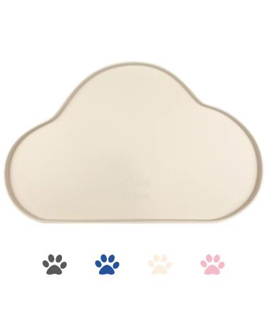 Ptlom Pet Placemat for Dog and Cat, Mat for Prevent Food and Water Overflow, Suitable for Medium and Small Pet,Silicone Small Beige