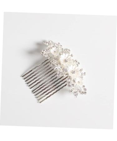 Beaupretty Pearl Hair Barrettes Headpiece Pearl Clip Rhinestone Combs Clips Side Headpiece Leaf Flower Bride Clip Bridal pin Pearl Hair Clip Size 5 Silver - Buy Online on GoSupps.com