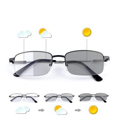 Miryea photochromic progressive multifocus reading glasses UV400 protection Multifocal Trifocal Transition glasses for women Mnne black 1.5 x