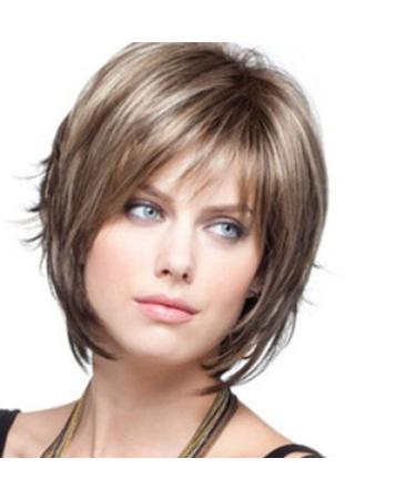 Sunydog Short blonde hair wig with pony wavy hair wig heat -resistant synthetic hair wig for women daily cosplay natural hair wig