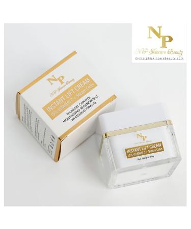 NP Skincare Instant Lift Cream - Vitamin C Argireline & Plant Stem Cells for Youthful Skin | Reduces Wrinkles Puffiness & Dark Circles - 50g - Buy Online on GoSupps.com