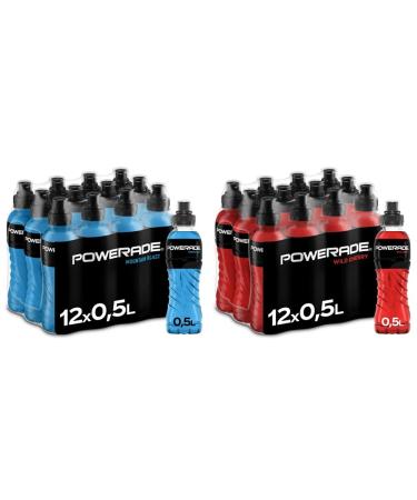 Powerade Sports Mountain Blast - Isotonic & Sports Wild Cherry - Isotonic and low -calorie sport drink with cherry taste - with electrolytes - ISO drink in stylish disposable bottles bundle with wild cherry drink