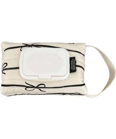 Travel friendly wet wipe storage case quilted durable cotton storage bag with fashionable stripe and bowknot detail  - Buy Online on GoSupps.com