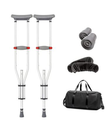 Adult Crutches Adult Armpit Crutches Light Aluminum Folding Crutches Button Height Adjustment Non-Slip Crutches for The Elderly with Walkers Convenient Independence