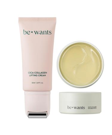 K-Beauty bewants Cica Collagen Lifting Cream(1.7 fl oz) and Collagen Eye gel patch (60 patches)