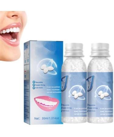 2PCs Tooth Repair Granules Temporary Tooth Repair Kit Thermal Beads for Filling Fix The Missing and Broken Tooth Restoring A Confident Smile (30G)