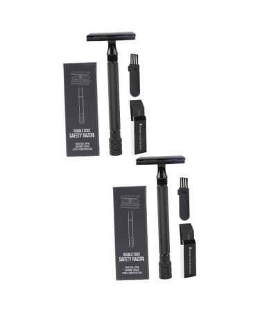 Minkissy 2 sets manual razor men's bare razor twin -razor razor for men m quina de afeitar para hombre nose hair cutter manual stainless steel blade man hair clipping