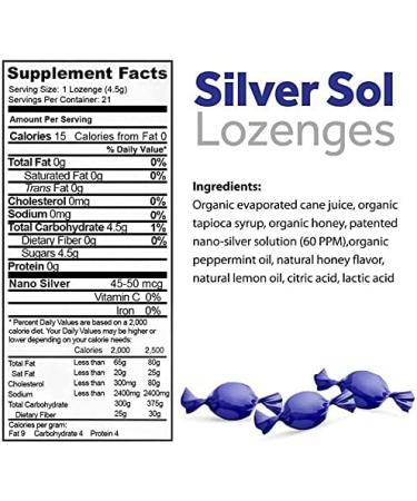Optivida Health Nano-Silver Lozenges 60PPM - Immune Support Cough Drops with Lemon Oil, Honey & Peppermint - 2 Pack - Buy Online on GoSupps.com