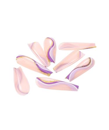 Brishow Artificial Long Press-On Nails - 24 Sparkle Wave Line False Nails for Women & Girls - International Shipping Available - Buy Online on GoSupps.com