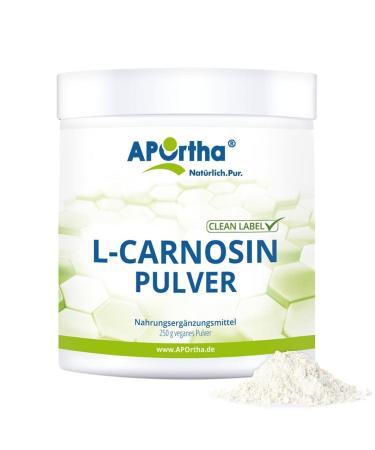 Aportha L-Carnosine 250 g powder vegan made of 100% pure L-carnosine high-dose with 500 mg L-carnosine per day consumption 250g powder for 500 days vegan gluten-free allergen-free - Buy Online on GoSupps.com