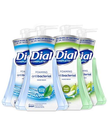 Dial Complete Anti-bacterial Foaming Hand Wash, 60 oz of Foaming Hand Soap. 2-scent Variety Pack Spring Water/Pear, 15 Fluid Ounces each (4 pack) Pear 15 Fl Oz (Pack of 4)