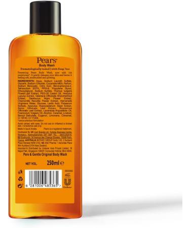  PEARS 3 x Pears Pure & Gentle Shower Gel 250ml | Original | Made with Natural Oils and Soap-Free | Nourishing Moisture and Natural Extracts - Buy Online on GoSupps.com