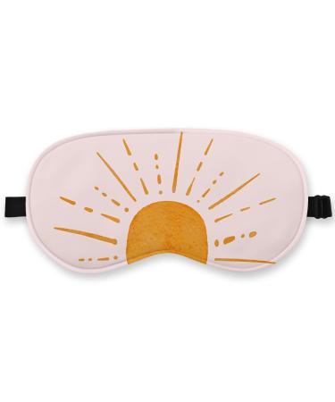 Boho Sun Yellow Silk Eye Mask for Sleeping Sunshine Blindfold Adjustable Strap Night Sleep Mask for Women Girls Dorm Airplane Travel Nap Boho Yellow Sunrise Sunset Sleeping Mask Eye Cover
