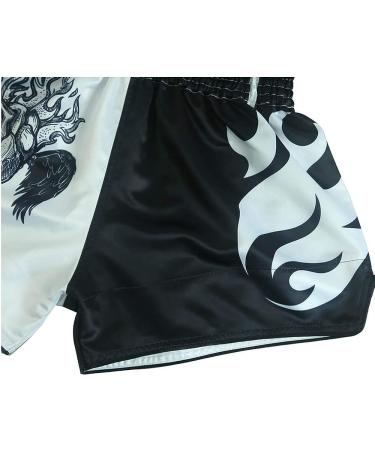 HUOLEI Muay Thai Shorts for Men and Women, High Grade MMA Gym Boxing Kickboxing Shorts - 1 White & Black XS, Waist 22-24 - Buy Online on GoSupps.com
