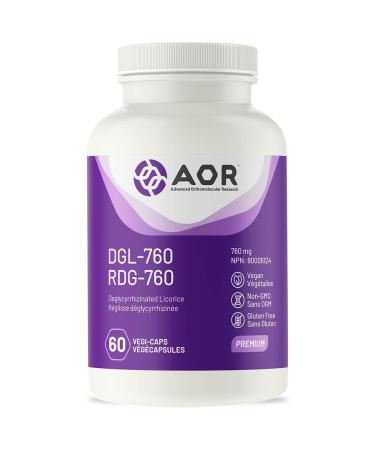 AOR - DGL-760 760mg 60 Capsules - DGL Deglycyrrhizinated Licorice for Digestive Support Dry Cough Relief Laryngitis Urinary Inflammation Sore Throat Relief and Gastrointestinal Health