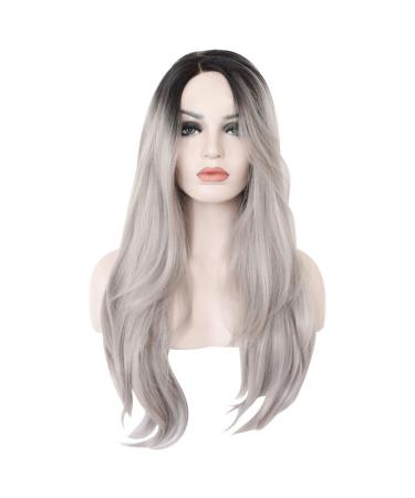 Wig Women Long Hair Grey Synthetic Brazilian Cosplay Curly Wavy Long Women Hair 80s 70s 50s 60s