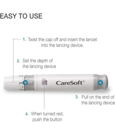 CareSoft Lancing Device - Compatible with CareSens Blood Glucose Monitoring Kit & Diabetic Lancets - Buy Online on GoSupps.com