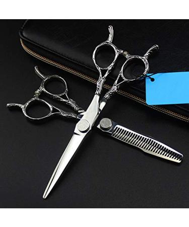 Hair Cutting Scissors 6 '' Professional Japan 440c Retro Two-Tailed Hair Scissors Haircut Scissor Thinning Barber Cutting Shears Hairdresser Scissors Set