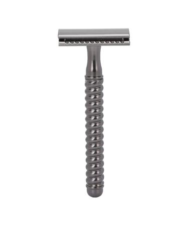 Manual razor double -cut manual shave with non -slip handle safe washable tool for body hair removal from zinclegation for men (without blade) (black)