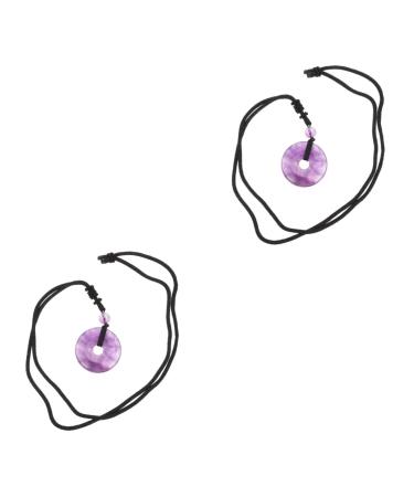 Minkissy 2st necklace with safety buckle Healing crystal chain women jewelry necklace Half chain happy coat chain amethyst necklace violet cotton thread men and women china portable