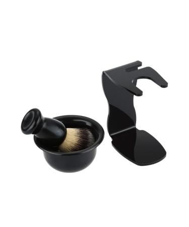 Beard Brush Holder Set - Manual Stand for Shaving Brush & Bowl - Black Shaving Razor Accessories for Men - Buy Online on GoSupps.com