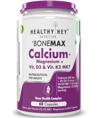 Vegan Calcium with Magnesium Vitamin D3 & Vitamin K2- Mk7 - BoneMax - Bone Health Complex - 60 Vegetable Capsules