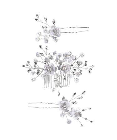 DRESSOOS 1 Set flower headpiece wedding headpiece for bride floral suit bride headpiece rhinestone outfit rhinestone barrettes for women ladies suits bridal headpiece pearl Miss hair