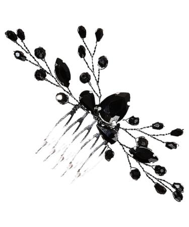 HAPINARY Black Crystal Hair Accessories Bridesmaid Hair Clip Black Barrettes Bride Headpiece Bridal Hair Clip Decorative Hair Clips Bridal Hair Brooch Alloy Miss Wedding Hair Comb