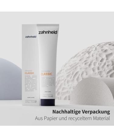 Zahnheld Toothpaste CLASSIC (2x 75ml) - Vegan Fluoride-Free with Turmeric & Coconut Oil - Natural Cosmetics for Healthy Teeth - Buy Online on GoSupps.com