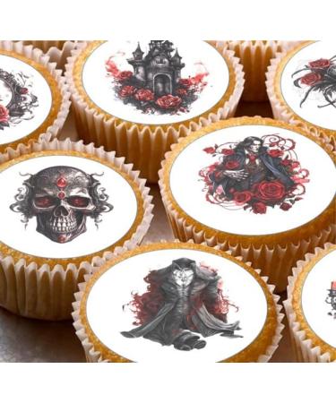 24 Pre-cut Vampire Gothic Edible Cake Cupcake Toppers Wafer/Rice Paper