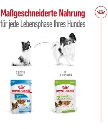 ROYAL CANIN X-Small Adult | Pack of 4 | 4 x 12 x 85 g | Wet Food for Adult and Very Small Dogs | From 10 Months | with Chunks in Sauce | in Sachet - Buy Online on GoSupps.com