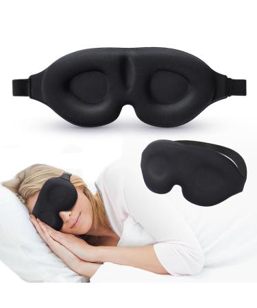 Sleep Mask-Eye Mask for Sleeping 3D Contoured Cup Sleeping Mask 100%Memory Cotton Soft and Comfortable Blindfold for Travelling Blindfold for Men Women. Black