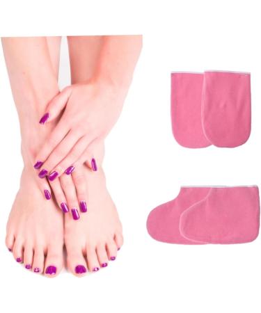 DOITOOL 6 Pairs Paraffin Wax Mitts Spa Treatment Mitt Gloves Spa Paraffin Wax Booties Hand and Foot Liners Cloth Booties Moisturizing Gloves Overnight Mittens Pink Bath Mat Work - Buy Online on GoSupps.com