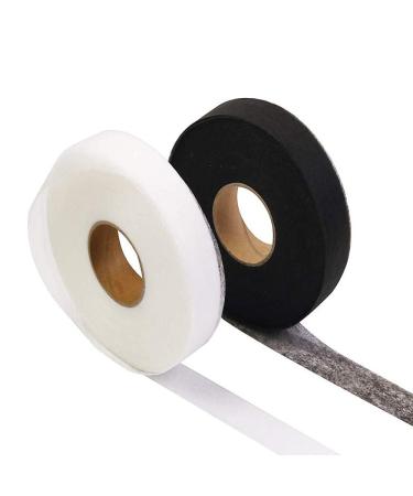 Yesallwas 2 Pcs 200 Yards Hem Tape Adhesive Iron-on Hemming Tape Roll 15 mm(Black), 15 mm (White) Wide for Clothes