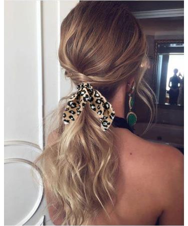 Bartosi Bow Hair Scrunchies - Rabbit Bunny Ear Hair Bands for Women - Pack of 4 Black Leopard - Fashion Hair Accessories - Buy Online on GoSupps.com