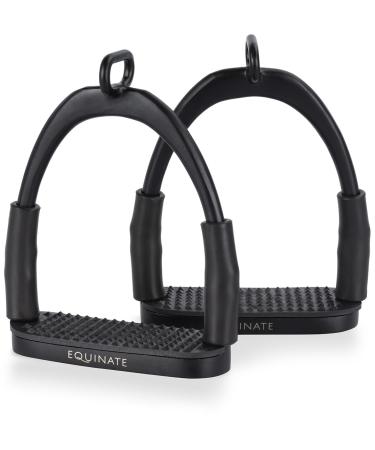 Equinate safety bars Manchester 10cm black matt - with anti -slip tread made of rubber - stirrup for adults and children - relieves the ankles - 2 pieces
