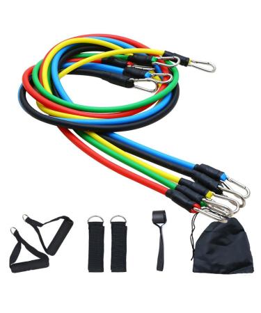 Ultimate PowerFit Resistance Bands Set: 5 Colors 5 Resistance Levels 11-Piece Fitness Training Device with Metal Hooks Foam Grips and Storage Bag - Perfect for Fitness Enthusiasts!Resistance band.